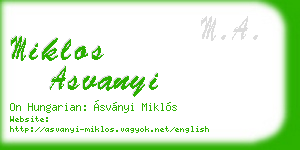 miklos asvanyi business card
